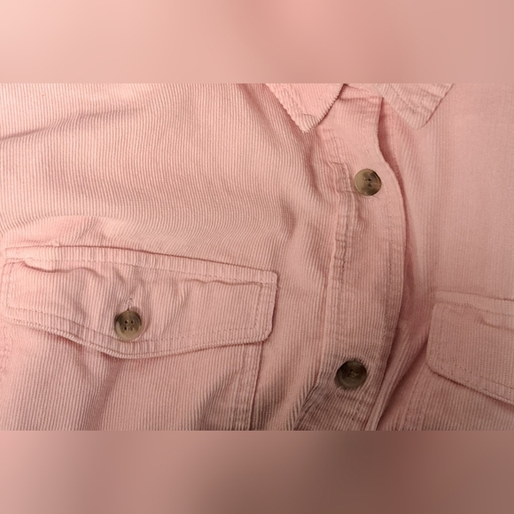 Universal Thread M Oversized Fit Pink Corduroy Button Down Shirt Top - Picture 3 of 7